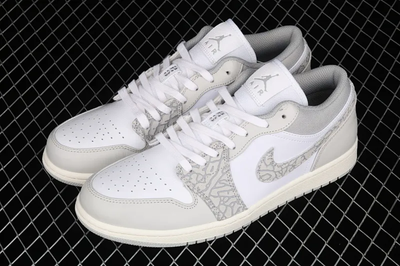 All categories Air Jordan Jordan series basketball shoes Air Jordan 1 Low G version pure original Air Jordan 1 Low Prm "Elephant Print" AJ1 Joe 1 low top white gray crackle pattern DH4269-100